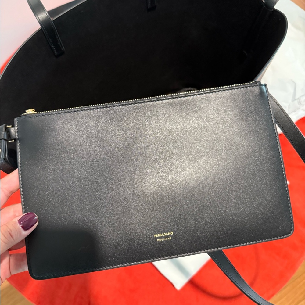 Salvatore Ferragamo Black Leather Tote Bag- NEW - Picture 5 of 14